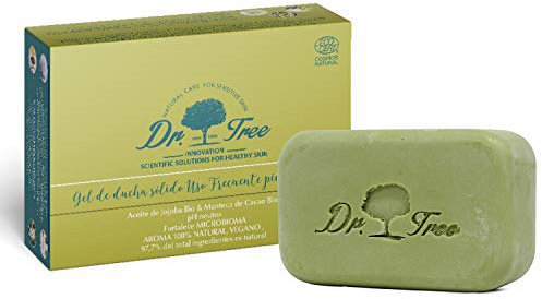 Dr. Tree | Gel Solido Ecologico Uso Frequente | Speciale Pelli Sensibili | Rinforza il Microbioma | ECOCERT. 99,7% Ingredienti Naturali | Olio di Jojoba, Burro di Cacao | Vegano Senza Plastica | 120gr