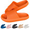 HOPEME Cloud Sliders Women Men Cushiony Slippers with Thick Outsole, Anti-Slip and Waterproof Pillow Sliders for Bathroom, Pool and Outdoor, Orange 8-9