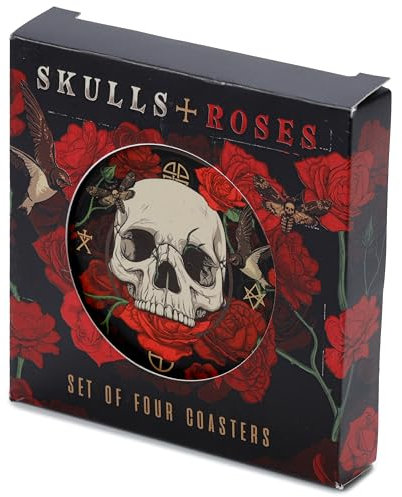 Lot de 4 sous-Verres en liège - crânes et Roses