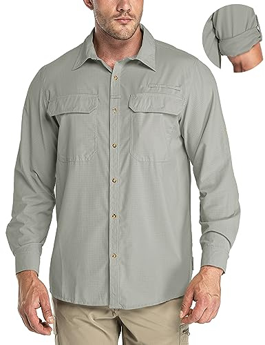 33,000ft, camicia sportiva da uomo a maniche lunghe, traspirante, funzionale, a rapida asciugatura, per esterni, per uomini, primavera, estate, autunno, escursionismo, pesca, camicie, XL