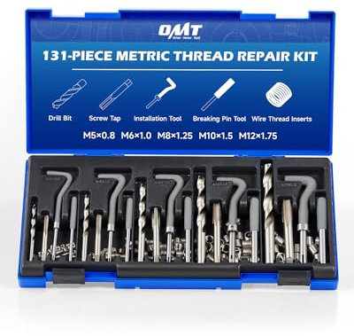 Orion Motor Tech 131-tlg Gewindereparatur Gewinde Reparatur Satz Gewindereparaturwerkzeuge mit Helicoil Set M5 M6 M8 M10 M12 | Einsätze Hülsen Gewinde-Einsätze, Gewindebohrer und Bohrer