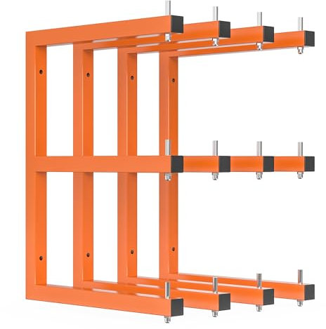 4 PACK Lumber Rack Wall-Mounted Lumber Storage Rack, Heavy Duty Wood Storage Racks With 6-Level System, 1320 LB Sturdy Garage Wood Organizer, Hanging Orange Lumber Metal Racks for Indoor & Outdoor