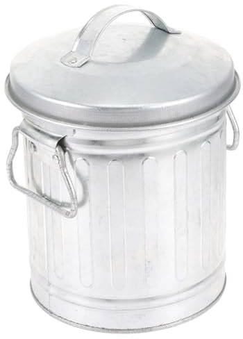 Zerodeko Cubo para Cenizas con Tapa Chimenea De Metal De Hierro Galvanizado Cubo para Carbón para Cenizas para Carbón Pequeño De Basura Almacenamiento De Bolígrafos Cocina