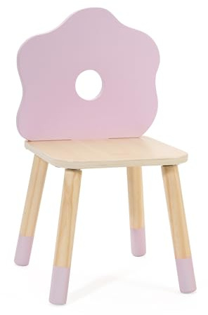 Classic World Wooden Grace Kinder Schreibtischstuhl, leicht, tragbar, runde Kanten für Sicherheit, einzigartige Nusery Decor, Kinderzimmermöbel, ab 3 Jahren, Pastellrosa Blume (28 x 28 x 50 cm)