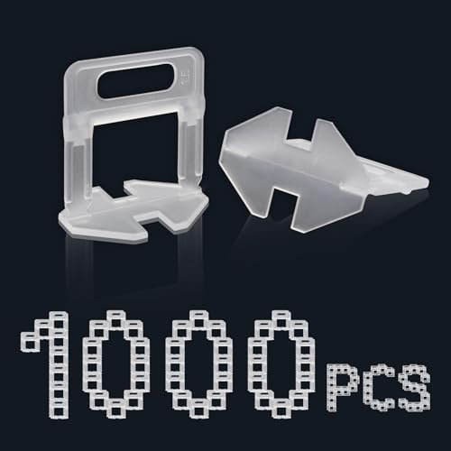 DENUOTOP Système de Nivellement de Carrelage, Lot de 1000 Languettes de Traction, Largeur de Joint de 1,5 mm, Outil de Pose pour Carrelage de 3 à 15 mm de Hauteur, Aide à la Pose