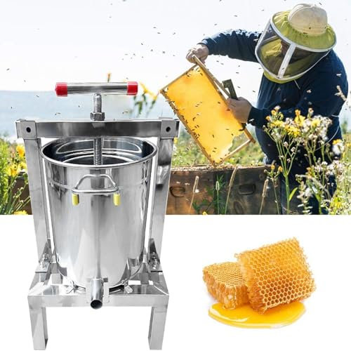 ExoticaBlend Honigpressextraktor, Edelstahl Haushaltshandbuch Honigpresser Wachspresse Imkerei mit Filter