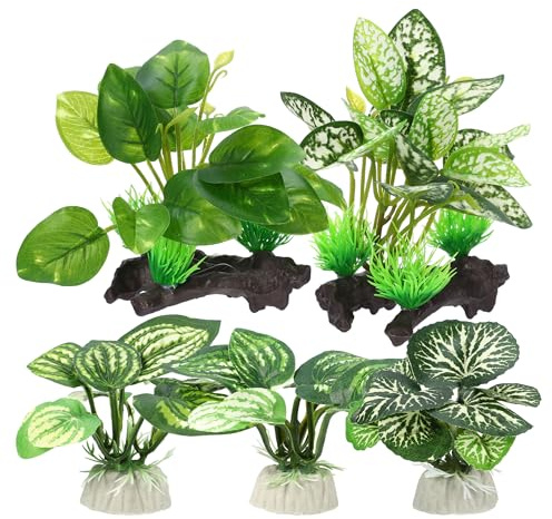 CAPASTEC Plantes Artificielles en Plastique pour Aquarium, Plantes en Soie Betta en Soie pour Décoration d'Aquarium, Plantes d'Aquarium en Soie pour Poissons Betta (Vert, 5 Pièces)