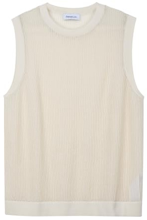 Diana Studio, Gilet Traforato in Maglia - Uomo, 100% Cotone, Smanicato, Casual Fit, Bianco Ecru, L
