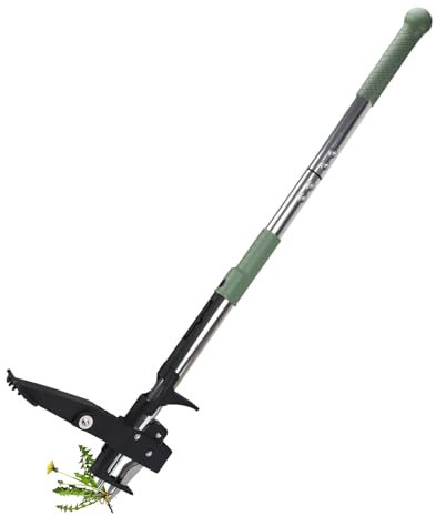 Domigard Extractor Malas Hierbas, Extractor Manual de pie para Jardín y Césped, En Pie Herramienta para Quitar Extractor Malas Telescopico con 4 Garras, Herramienta de Jardín de Césped de Pie