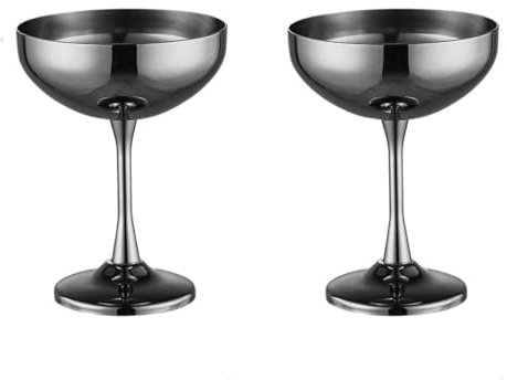 HOTENEAIRE Vasos de Martini de acero inoxidable, vasos de cóctel irrompibles de 8 onzas para Margarita, Manhattan, champán, taza de helado con acabado pulido espejo 18/8, vaso de margarita, 270 ml