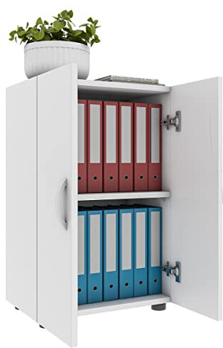 VCM Büroschrank mit 2 Fächern | moderner Aktenschrank mit Drehtüren | Maße ca. H. 74 x B. 49 x T. 34 cm - Ulas 2-Fach