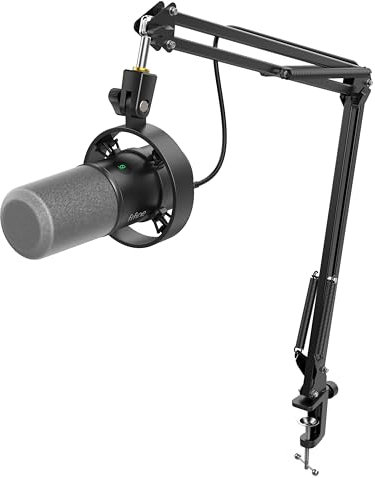 FIFINE Podcast Microphone K688 with Boom Arm, USB/XLR Dynamic Mic Kit with Mute Button, 3.5mm Headphones Jack for Studio/Music Recording/Streaming Compatible with PC/Computer/XLR Mixer - K688CT