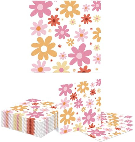 Kotkiddy 20 stücke Kornblume Papier Servietten Boho Party Servietten Baby Dusche Blumen Servietten Hochzeit Dessert Servietten Dekorative Restaurant Servietten