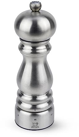 PEUGEOT - Paris Chef u'Select 18 cm Salt Mill - 6 Predefined Grind Settings - Powdered Salt Innovation, Zirlion Mechanism - Stainless Steel - Made in France