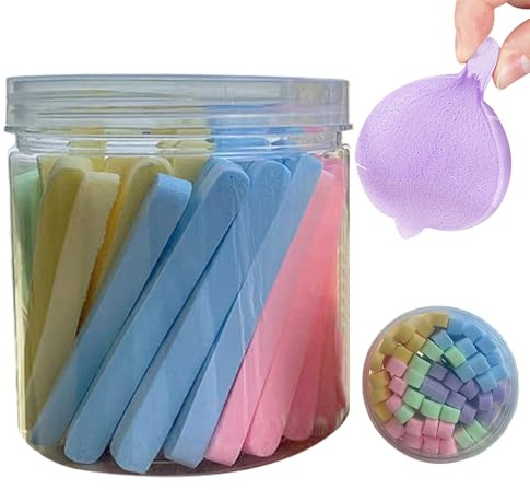 Gesichtsschwämme – Komprimierter Gesichtsschwamm | natürlicher Holzzellstoff Baumwolle Gesichtswaschschwamm | Make-up-Schwämme | Frauen-Hautschrubber | komprimiertes Waschpad für das tägliche Waschen