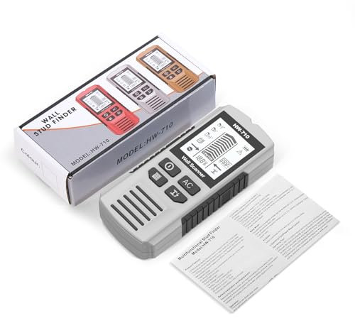 Qivine 5 In 1 Rilevatore Tubi e Cavi Elettrici, Metal Detector con Display LCD e Allarme Sonoro, Cerca Tubi Acqua e Cavi Nei Muri per Cartongesso, Gesso, Legno e Calcestruzzo (Grigio)