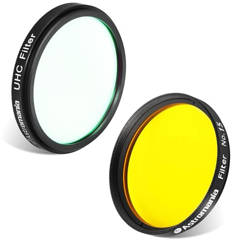 Astromania 2 Color/Planetary Filter for Telescope - #15 Yellow-Orange - Bundle with - 2 UHC (Ultra High Contrast) Filter