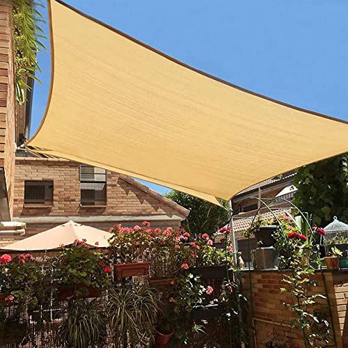 Toldo rectangular beige con bloqueo UV para patio, patio trasero, césped y jardín, vela más gruesa con esquinas reforzadas (2 x 2 m) para actividades al aire libre