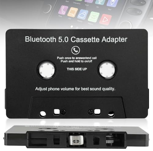 Adattatore per cassetta auto, 5.0 cassette adattatore per autoradio, ricevitore auto, Bluetooth, cassette Bluetooth, cassetta audio per auto, adattatore AUX per smartphone, lettore CD