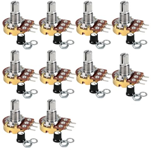 10 Pcs Potentiometer 10K Set Linear Taper Potentiometer 12V mit Potentiometers Knopf Poti Rotary Encoder, Drehpotentiometers Kit mit Muttern und Unterlegscheiben