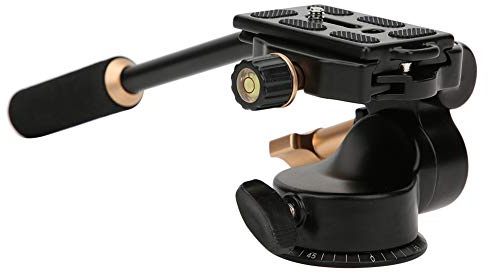 SALALIS Dämpande Stativhuvud i Aluminiumlegering för DSLR-kameror med Panoreringshandtag, 3-vägs Justerbart, Stöder 6 KG, Idealiskt för Video