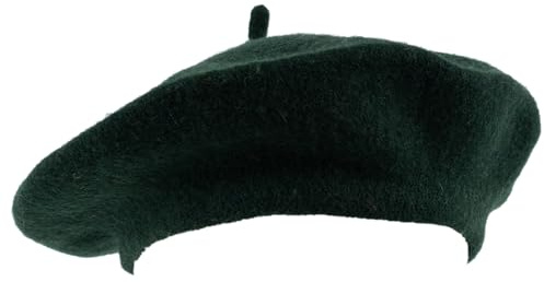 Hat To Socks Béret Français en Mélange de Laine – Béret Classique Unisexe Style Artiste Militaire en Couleurs Unies (Vert)
