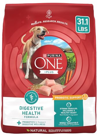 Purina One Plus Digestive Health Formula Dry Dog Food Natural with Added Vitamins, Minerals and Nutrients - 31.1 Lb. Bag