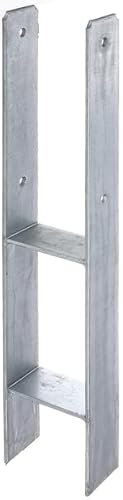 Ultiness® H-Pfostenträger zum Einbetonieren feuerverzinkt Gesamthöhe: 600 mm stabile H-Bodenanker H-Anker Pfostenanker für Carport Zaun Überdachung (101 mm)