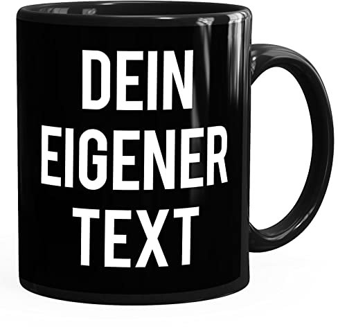 MoonWorks® Kaffee-Tasse eigener Text Spruch Wunschtext personalisiert Bürotasse lustige Kaffeebecher anpassen schwarz Keramik-Tasse
