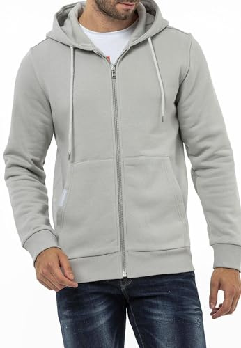 Cipo & Baxx Herren Sweatjacke Hoodie CL556 Grau – Stylischer Pullover im Modernen Casual Streetwear Stil mit Reißverschluss & Kapuze für Alltag Freizeit & Party - CL556 Grau XL