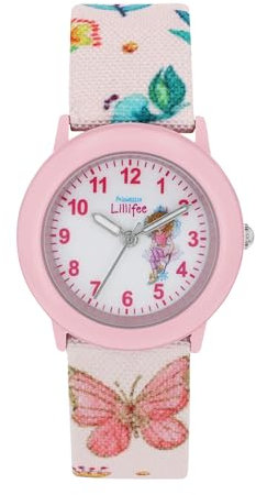 Prinzessin Lillifee Armbanduhr Mädchen Kinder Quarzuhr Analog, mit Textil Armband, Rosa, 3 bar Wasserdicht, Kommt in Uhren Geschenk Box, 2037724