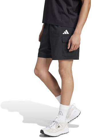adidas Hombre Essentials Small Logo Cargo Chelsea Short Shorts, Black/White, XXL