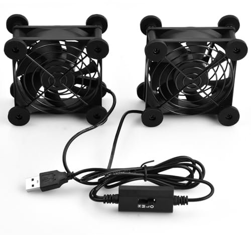 2PCS USB 5V Ventilador de Enfriamiento de PC, 120mm Ventilador de Caja de Computadora Silencioso, Doble Rodamiento de Bolas Fans Sin Escobillas 1500RPM para PS4 TV Armario AV Router (120MM)