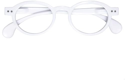 OPULIZE OCA Lesebrille - Moderne Runde Retro-Fassung - Weiß Glänzend - Herren Damen - Federscharniere - R54-W - +3.50