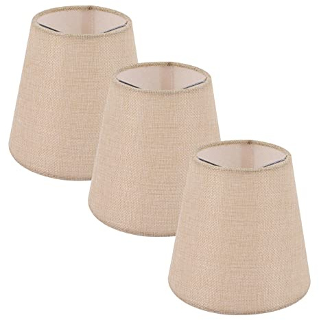 HOMSFOU Cubierta de Pantalla de Lámpara Clip de Tela Beige para Lámpara de Mesa y Pie, Estructura Resistente, Diseño Elegante para Sala y Dormitorio, Pack de 3 Unidades