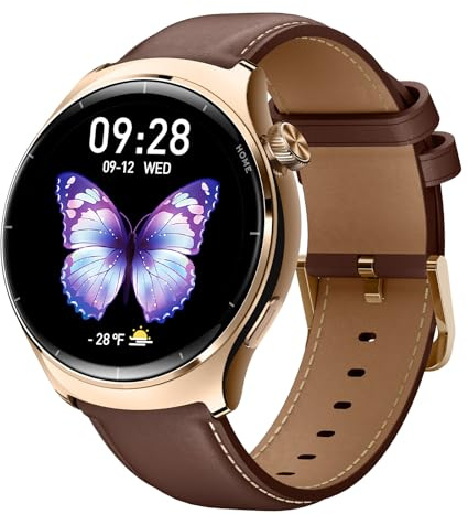 Mibro Lite3 Pro GPS Smartwatch Herren Damen Rund 45mm, 15 Tage Akku, Fitnessuhr Tracker GPS mit Schlaf, SpO2, Herzfrequenz, Bluetooth-Anruf,150+Sportmodi, 5ATM Wasserdicht(Gold)