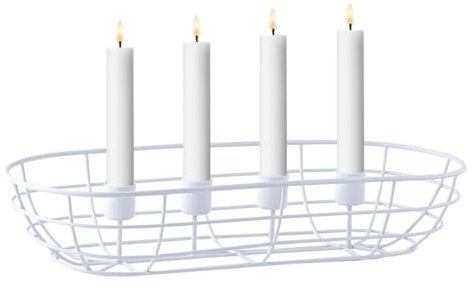 Marrakesch Moderner Adventskranz aus Metall 37cm Gross | Kerzenständer Beina Weiß für 4 Kerzen als Weihnachtsdeko innen | Moderne Deko Kerzenhalter Teelichthalter ideal Aesthetic Herbstdeko