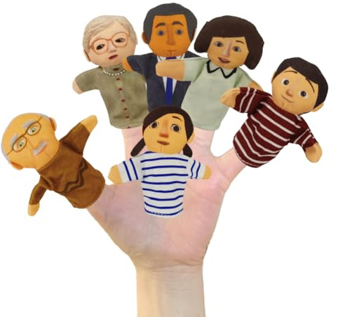 6pcs Family People Family Members Finger Puppet Set Finger Puppets Finger Plush Toy Plush Animal Hand Puppets Set Finger Puppet Props Figures Novelties for Birthday Party Favors