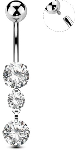 OUFER Body Piercing Belly Bars Titanio Navel Piercing Bar Gioielli Internamente 14G Belly Piercing Bars Navel Ring 10/12/14/16mm piercing ombelicale