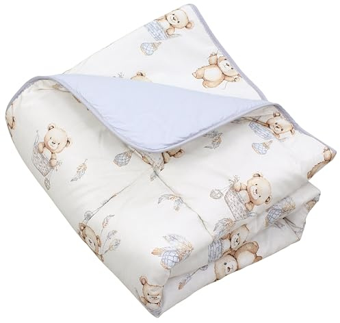 TupTam Krabbeldecke für Baby 120x120 cm - Gepolsterte Spieldecke Baby Baumwolle, XXL, OEKO-TEX, Weich & Hautfreundlich, Farbe: Teddybären in Körbchen Beige Ecru