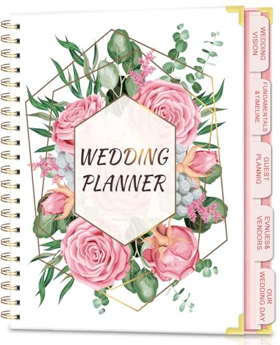 Wedding Planner Book and Organizer,A4 Wedding Planner Journal Includes Pockets,Checklists&Countdown,Personalised Wedding Notebook For Bride,White