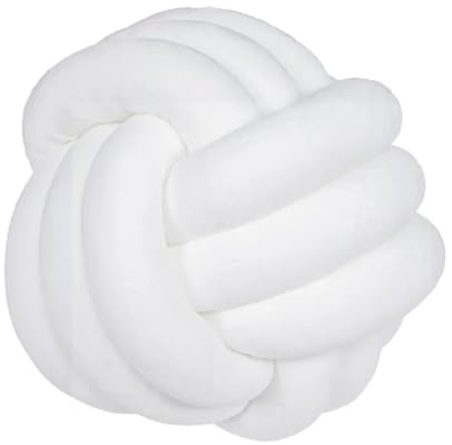 Fay Bless Cuscino rotondo con nodo, morbido velluto, decorativo, per divano, letto, pavimento o salotto, annodato a mano, per interni, design minimalista (nodo bianco, 28 cm)