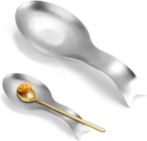 Lnwwrv Portacucharas de Acero Inoxidable para Estufa y encimera de Cocina, portacucharas Pulido para Cocina, Bandeja portacucharas de Cocina Duradera,Plata