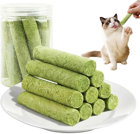 Waldspring 10 Pcs Palitos de Hierba, Varilla Molar de Hierba Gatera para Gatos, Snacks de Hierba para Gatos en Latas, Palitos Masticables para Limpiar los Dientes deGatos