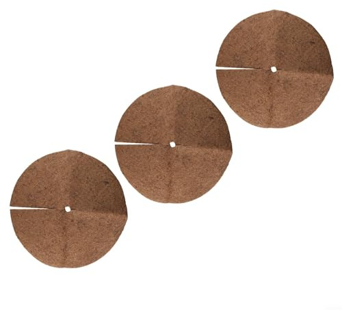 Paquete de 3 discos de mantillo de fibra de coco de 20 a 60 cm, árbol de fibra natural para anillos para controlar la retención de humedad del suelo, protección de plantas de jardín (60 cm)