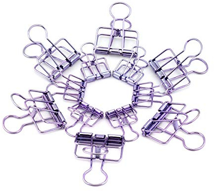 RuiLing 40-Pack Multi-purpose Metal Wire Binder Clip Set,20pcs 2.25 Inch & 20pcs 1.57 Inch Paper Metal Clips,for Home Office Supplier School Accessories - Purple
