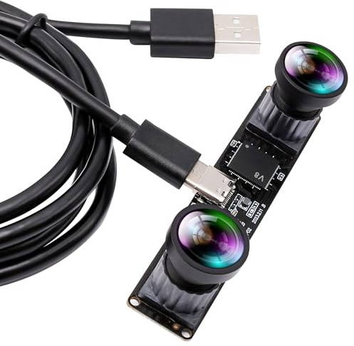 ELP Caméra USB 60 fps - Synchronisation 4 MP - Double Objectif - Caméra USB avec Objectif de 120 degrés sans Distorsion - Caméra d'ordinateur stéréo 3D Haute Vitesse 1080p pour la détection