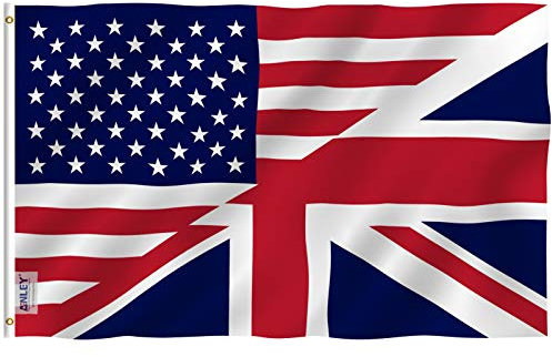 ANLEY Fly Breeze 3x5 Feet America Britain Friendship Flag - Vivid Color and Fade Proof - Canvas Header and Double Stitched - Friendship Forever US UK Flag with Brass Grommets 3 X 5 Ft