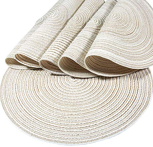 Diealles Manteles Individuales, 6 Piezas Salvamanteles Individuales Beige, Manteles Individuales Redondos, Individuales Mesa Lavables para La Mesa de Cocina