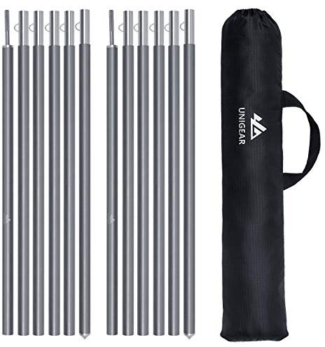 Unigear Zeltstange teleskop 2er Set, Alu Aufstellstange für Tarp, Zelt, Sonnensegel, Camping, verstellbar von 40cm-240cm